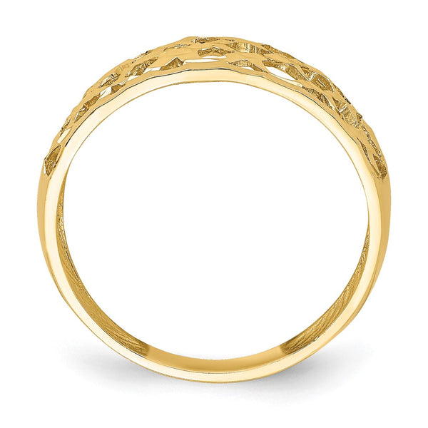 14K Solid Gold Woven Dome Ring - D/C Pattern