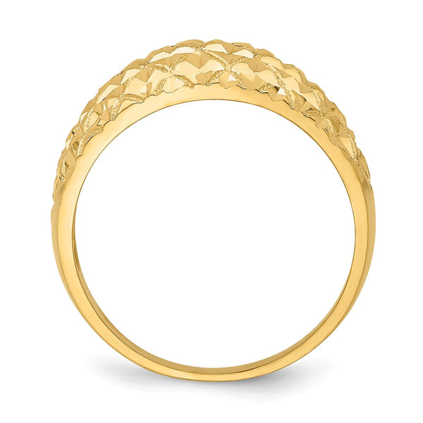 14K Gold Diamond-Cut Quilted Dome Ring