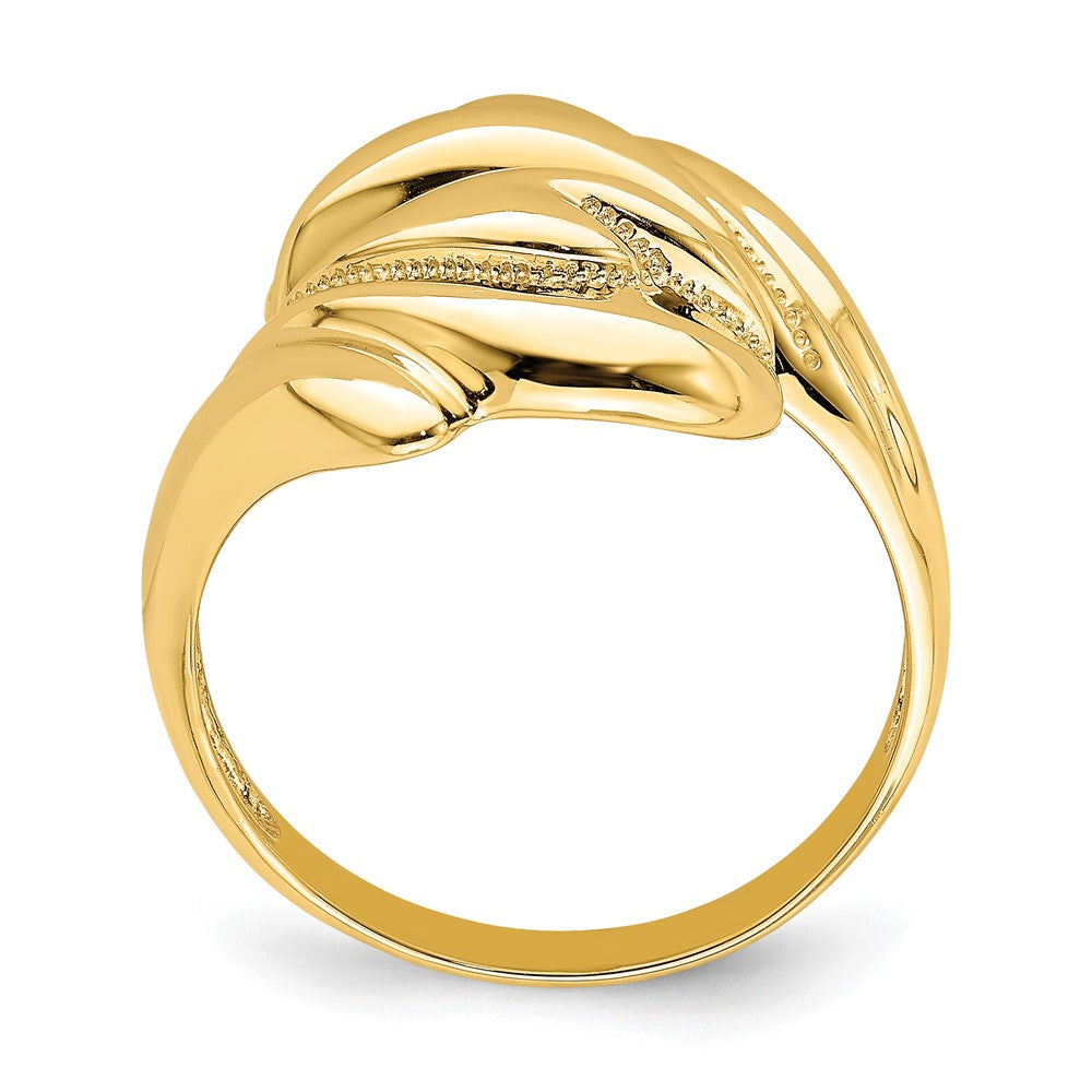 Shop Exclusive 14K Gold Polished Beaded Swirl Crossover Ring - Stylish Value