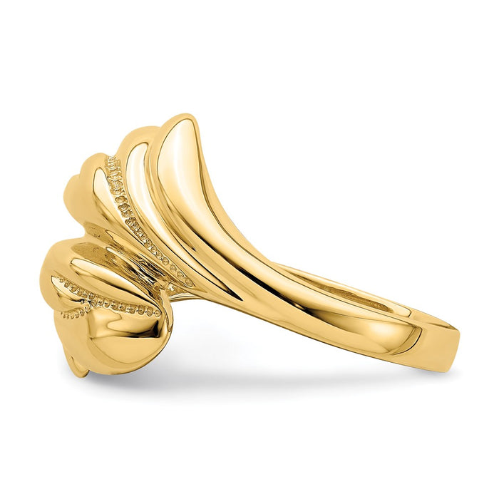 Shop Exclusive 14K Gold Polished Beaded Swirl Crossover Ring - Stylish Value-3