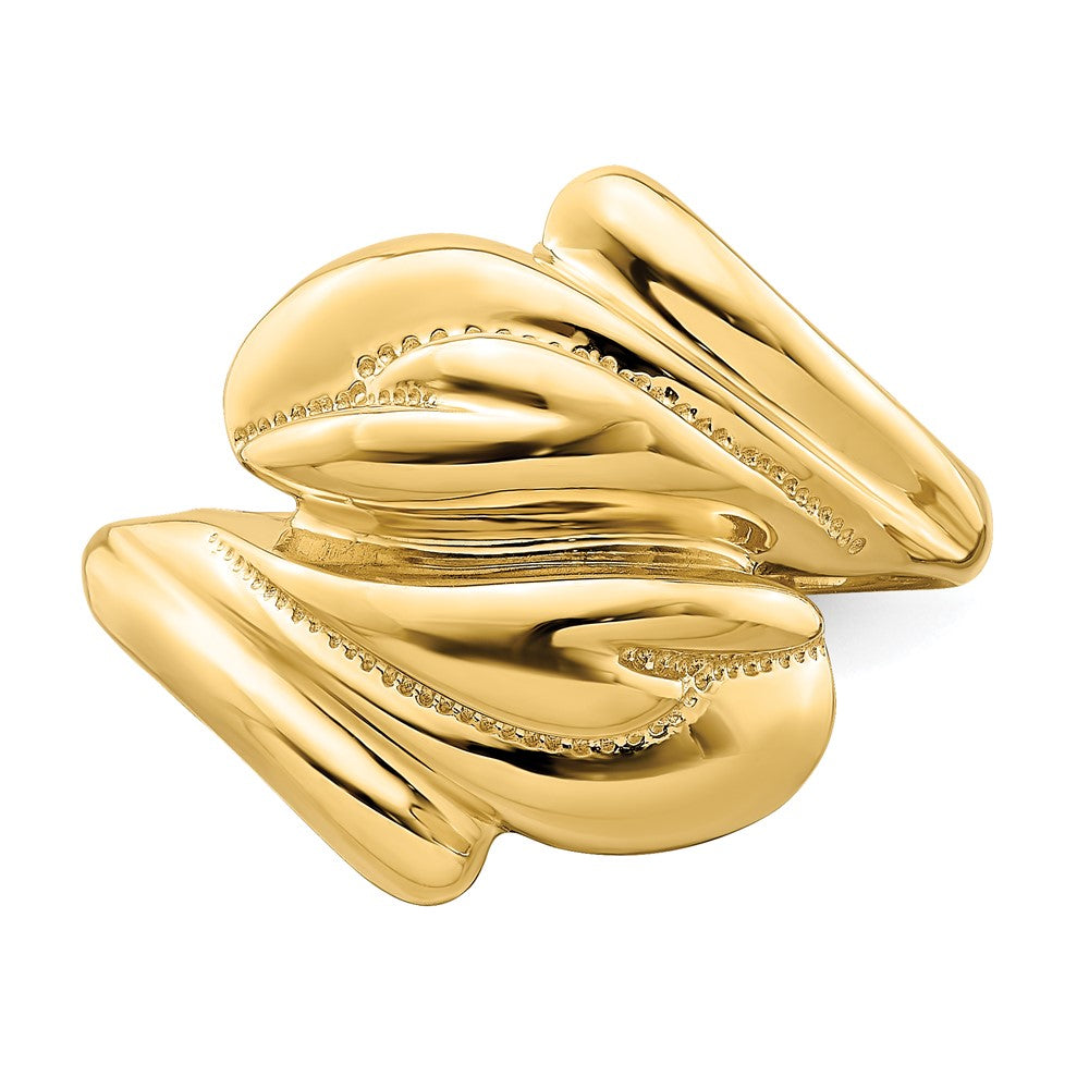 Shop Exclusive 14K Gold Polished Beaded Swirl Crossover Ring - Stylish Value