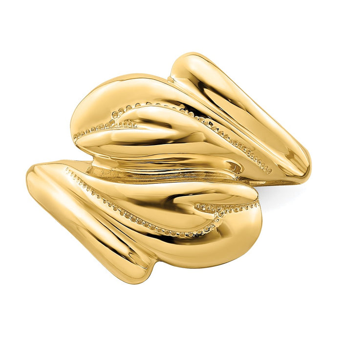 Shop Exclusive 14K Gold Polished Beaded Swirl Crossover Ring - Stylish Value-4