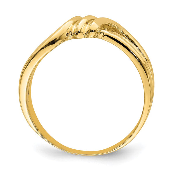 14K Gold Polished Ribbed Design Band Ring