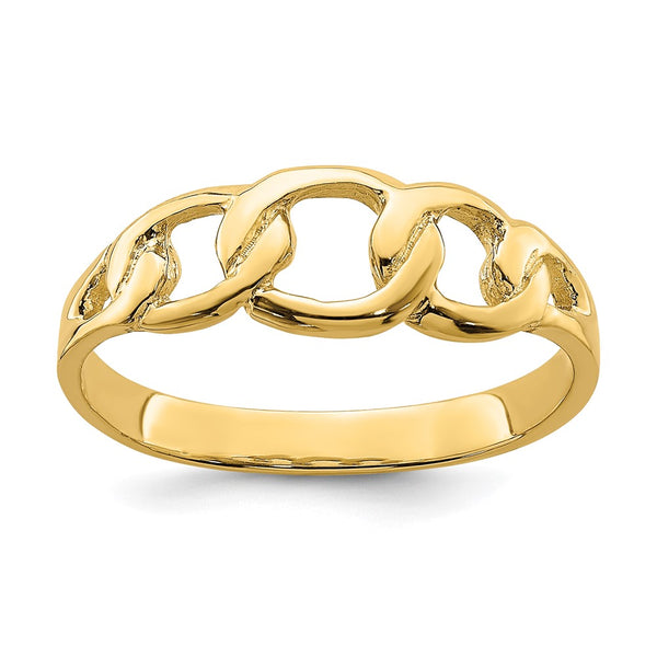 14K Gold Polished Chain Link Band Ring