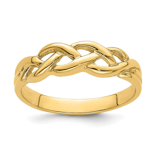 14K Gold Polished Braided Knot Ring