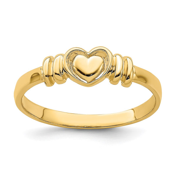 14K Gold Polished Heart-Shaped Ring