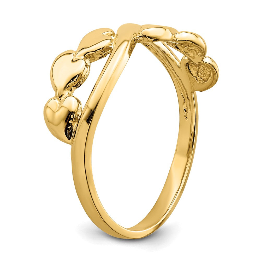 Shop Exclusive 14K Gold Polished Heart Band - Stylish X Design, Great Value!