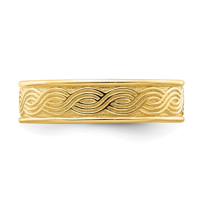 Buy Stylish 14k Gold Wave-Engraved Thumb Ring - Size 9 | Luxury Value-4