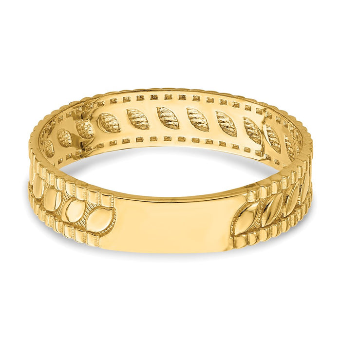 Buy 14K Gold Leaf Engraved Thumb Ring - Size 9, Affordable Luxury Jewelry-6