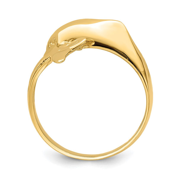 14K Gold Polished Dolphin Ring