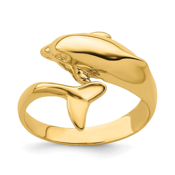 14K Gold Polished Dolphin Ring