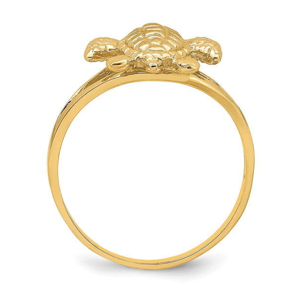 14K Gold Textured Sea Turtle Band Ring, 5g
