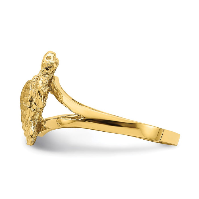 Exclusive 14K Gold Textured Sea Turtle Band Ring - Stylish Design, 5g-3