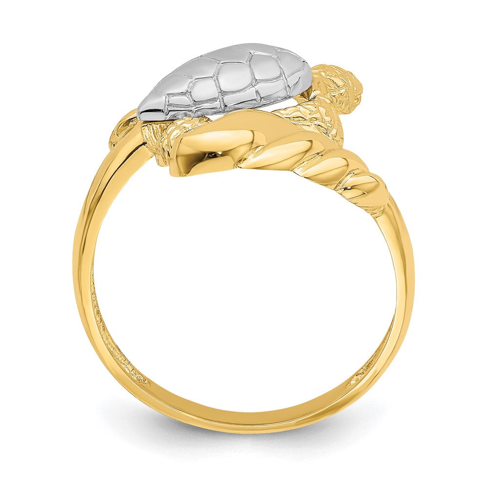Exclusive 14K White Gold Turtle Ring - Stylish Rhodium-Plated Design