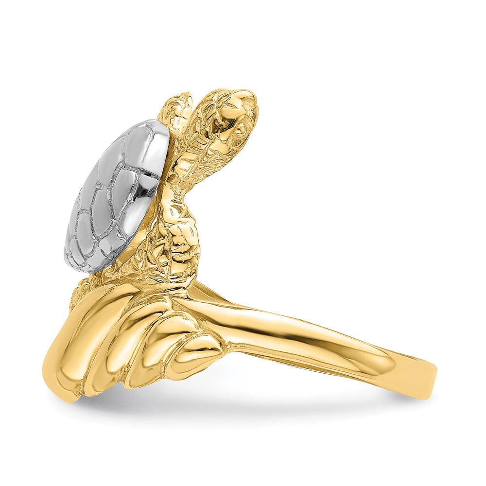 Exclusive 14K White Gold Turtle Ring - Stylish Rhodium-Plated Design