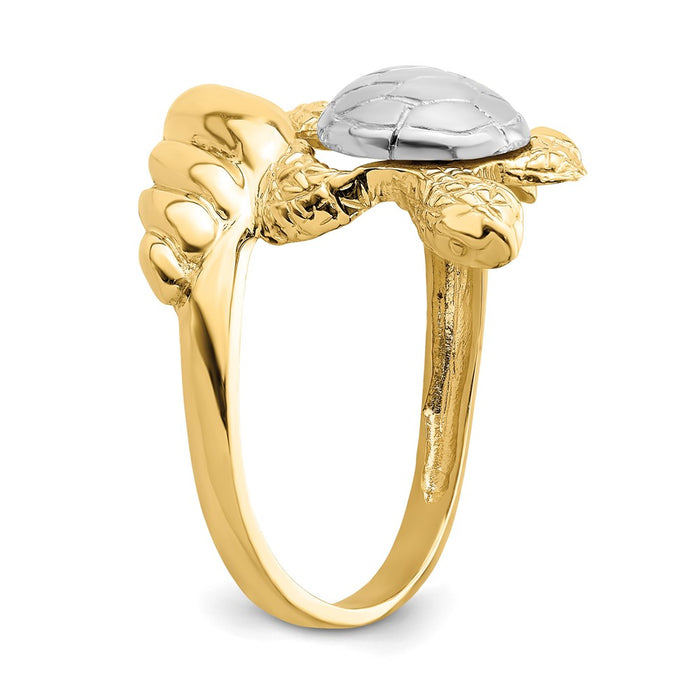 Exclusive 14K White Gold Turtle Ring - Stylish Rhodium-Plated Design-6