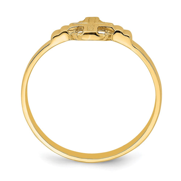 14K Gold Polished Cross Within Circle Ring