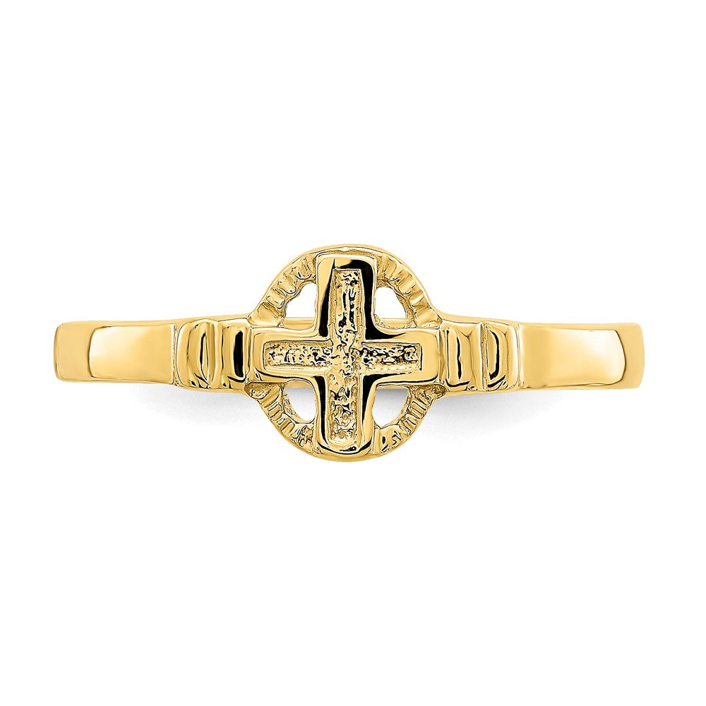 Buy Exclusive 14K Gold Polished Cross Within Circle Ring - Stylish Value!
