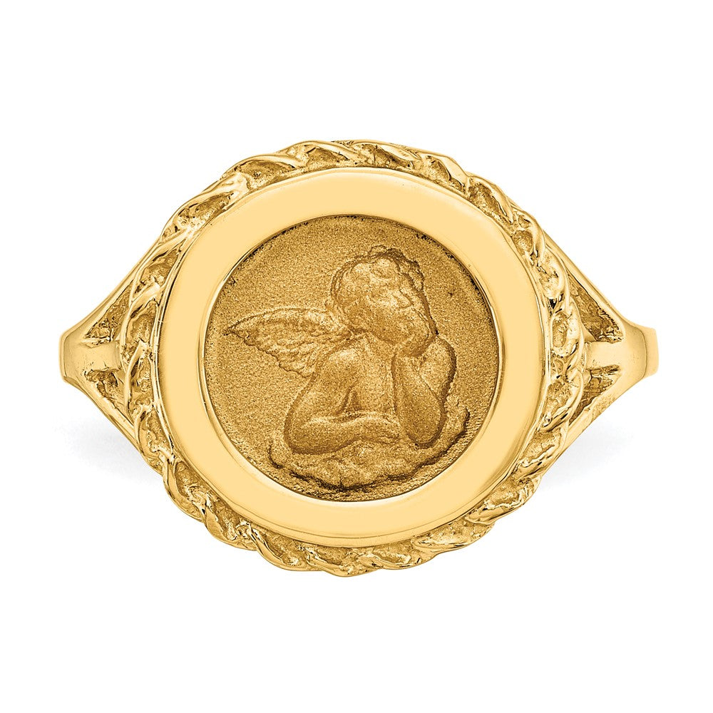 Shop 14K Gold Angel Coin Ring - Stylish Rope Frame Design | Luxury Value