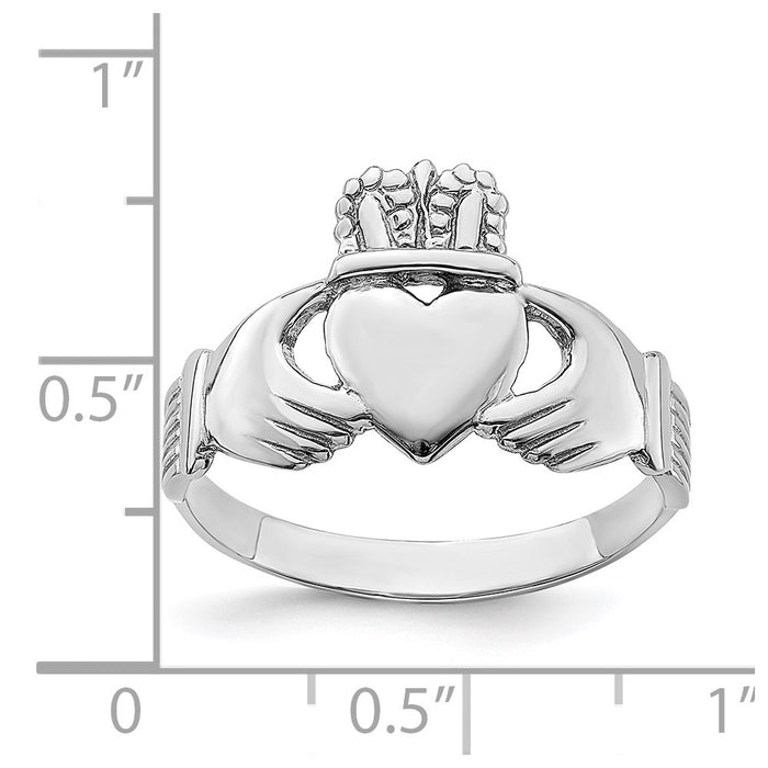 Shop Stylish Polished 14K White Gold Claddagh Ring - Luxury & Value Combined-3