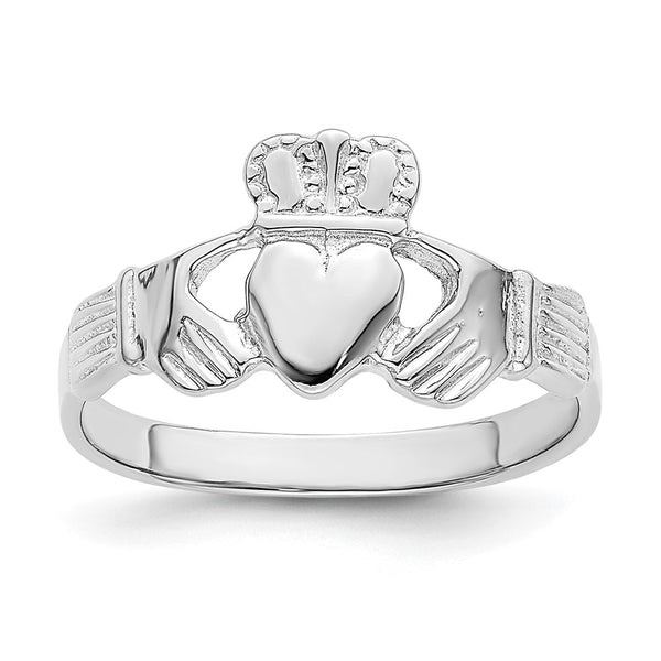 14K White Gold Claddagh Ring - 0.85mm, Irish