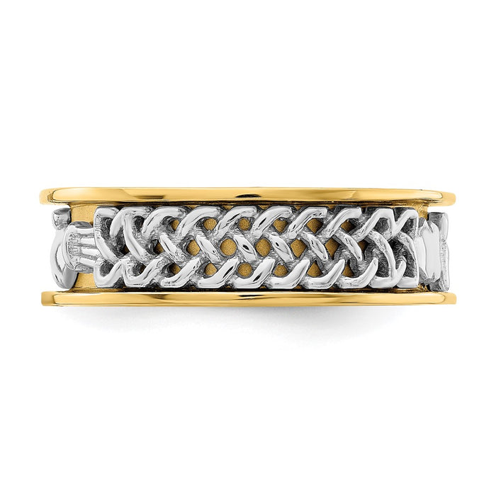 High-Quality 14K Two-Tone Claddagh Ring Band - Stylish and Affordable Price-4