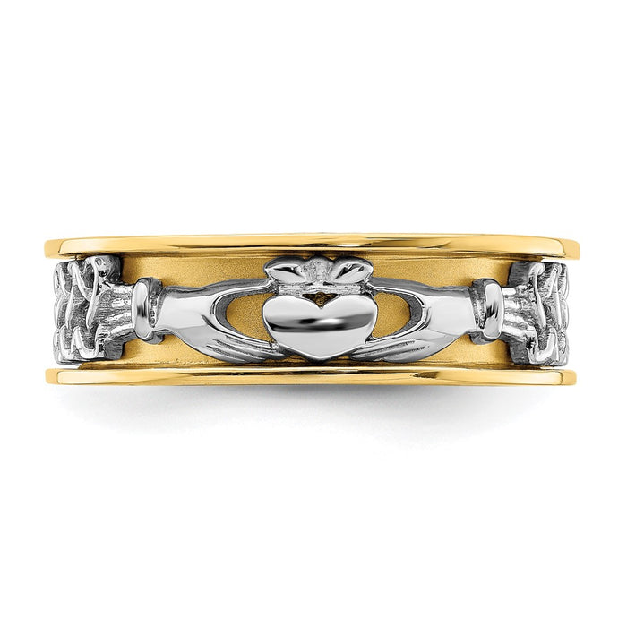 High-Quality 14K Two-Tone Claddagh Ring Band - Stylish and Affordable Price-5
