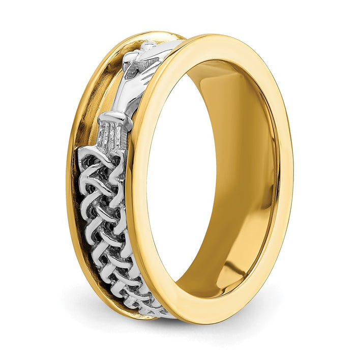 High-Quality 14K Two-Tone Claddagh Ring Band - Stylish and Affordable Price-7
