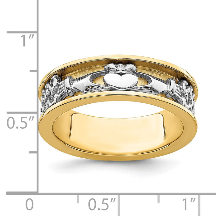 High-Quality 14K Two-Tone Claddagh Ring Band - Stylish and Affordable Price-3