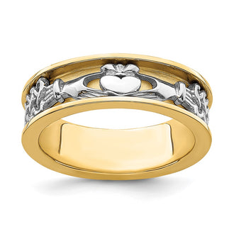 High-Quality 14K Two-Tone Claddagh Ring Band - Stylish and Affordable Price