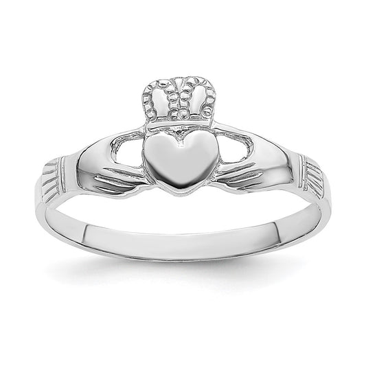 Buy Stylish 14K White Gold Claddagh Ring - Polished, Affordable Elegance