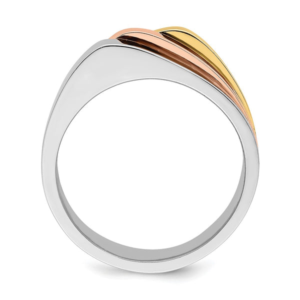 14K Tri-Color Triple Peak Band Ring