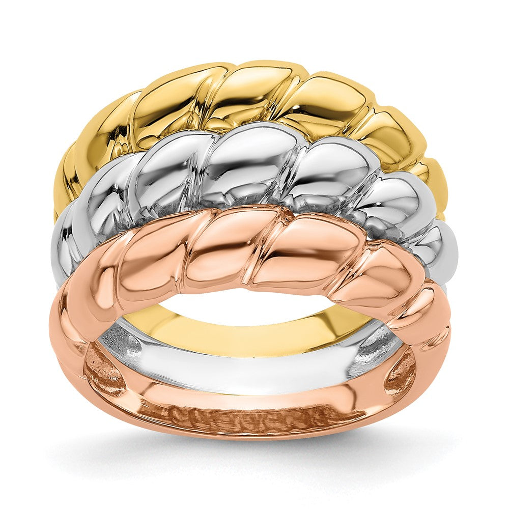 Shop Exclusive 14K Tri-Color Triple Shrimp Ring - Stylish & Affordable Design