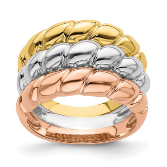 Shop Exclusive 14K Tri-Color Triple Shrimp Ring - Stylish & Affordable Design