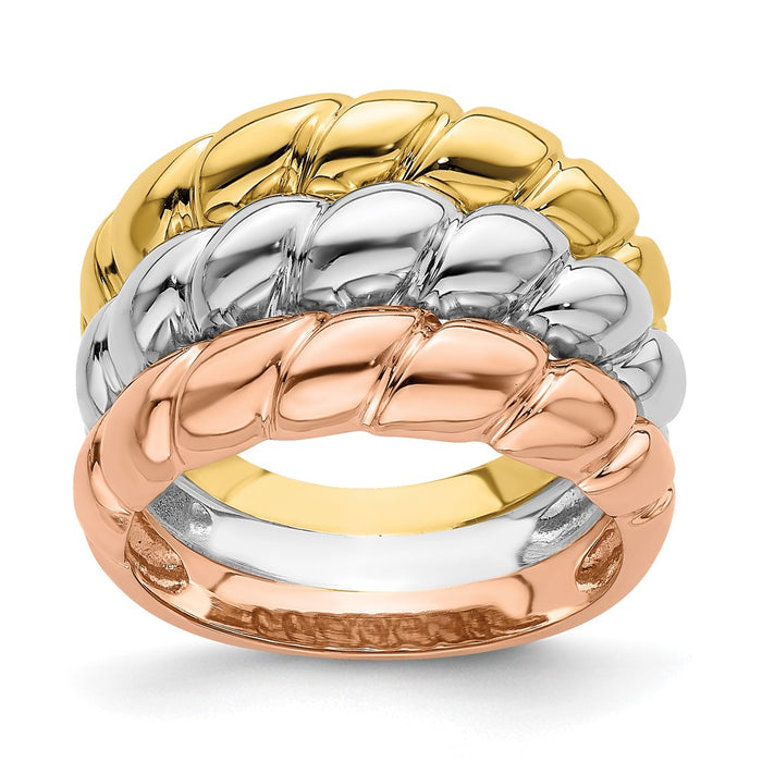 Shop Exclusive 14K Tri-Color Triple Shrimp Ring - Stylish & Affordable Design-1