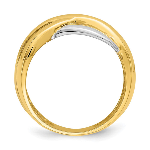 14K Two-Tone Interlocking Cross Ring