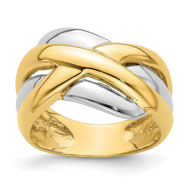 14K Two-Tone Interlocking Cross Ring