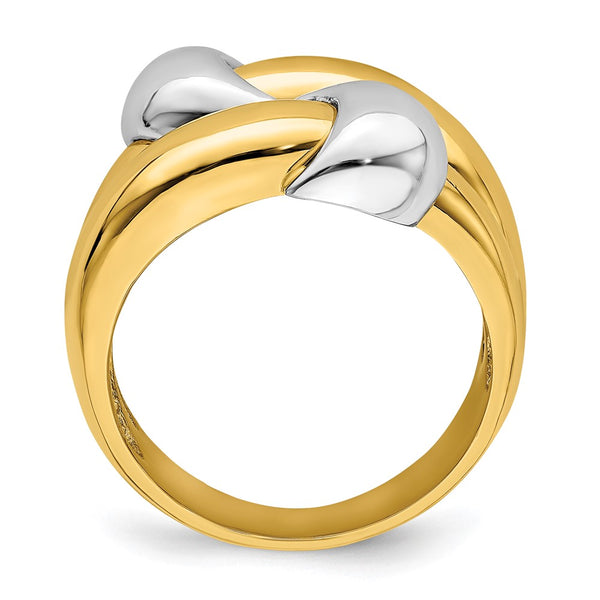 14K Two-Tone Polished Knot Design Dome Ring
