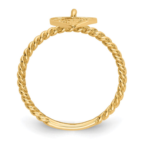 14K Gold Heart Dangle Ring