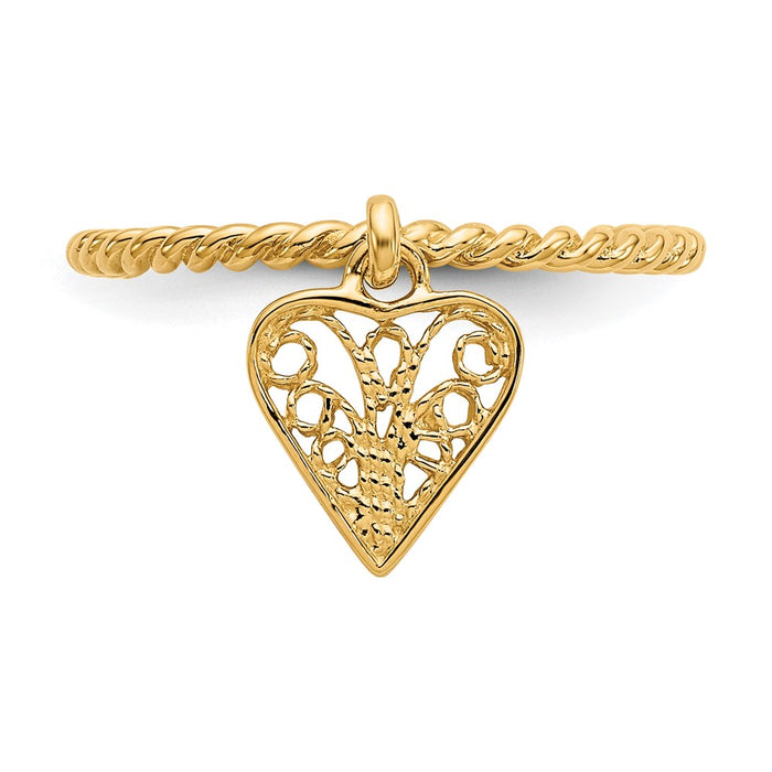 Buy Exclusive 14K Gold Heart Dangle Ring - Stylish & Affordable Jewelry-4