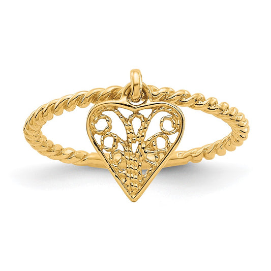 Buy Exclusive 14K Gold Heart Dangle Ring - Stylish & Affordable Jewelry