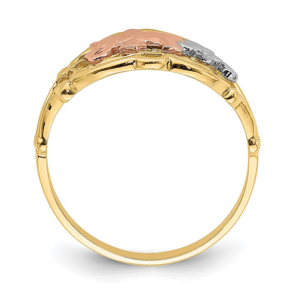14K Two-Tone Elephant Ring - White Rhodium