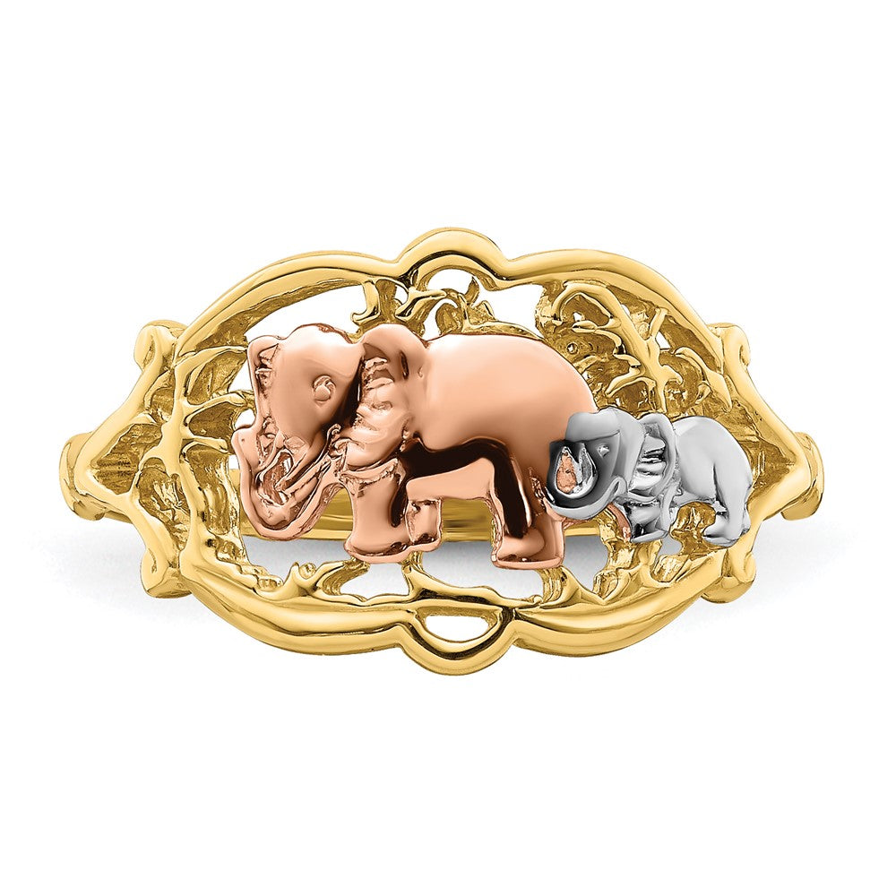 Buy 14K Two-Tone Elephant Ring - Stylish White Rhodium, Affordable Luxury