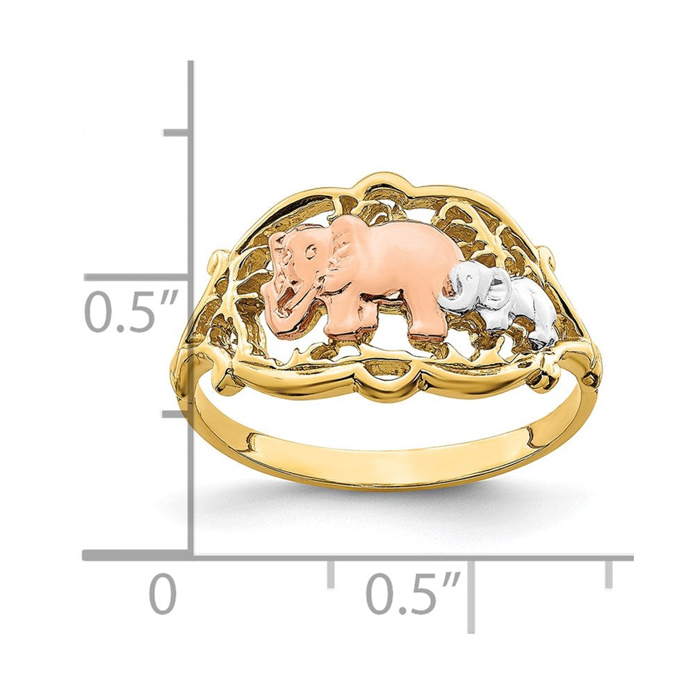Buy 14K Two-Tone Elephant Ring - Stylish White Rhodium, Affordable Luxury