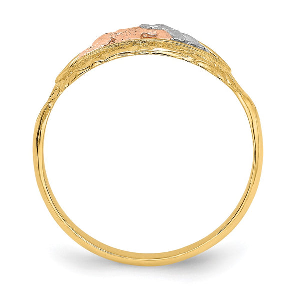 14K Two-Tone Ring with White Rhodium-Plated Elephants, 9mm