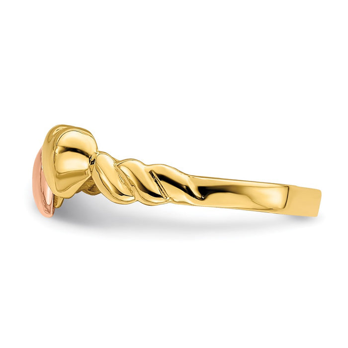 High-Quality 14K Two-Tone Ridged Band with Interlocking Hearts | Stylish Value-3