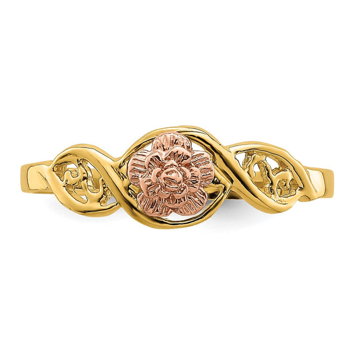 Designer 14K Two-Tone Floral Ring | Stylish & Affordable Jewelry Choice-4