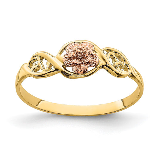 Designer 14K Two-Tone Floral Ring | Stylish & Affordable Jewelry Choice