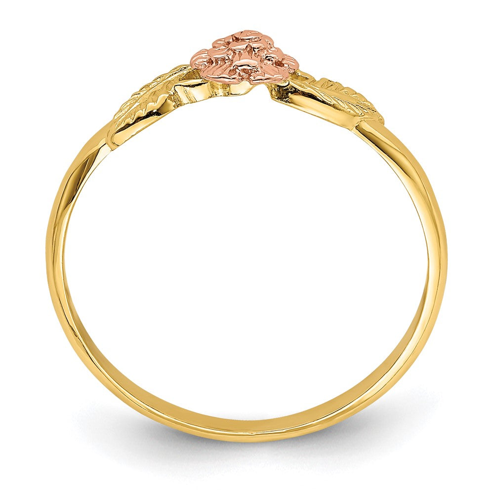 Buy 14K Two-Tone Diamond-Cut Leaf & Flower Ring - Stylish & Affordable Luxury!