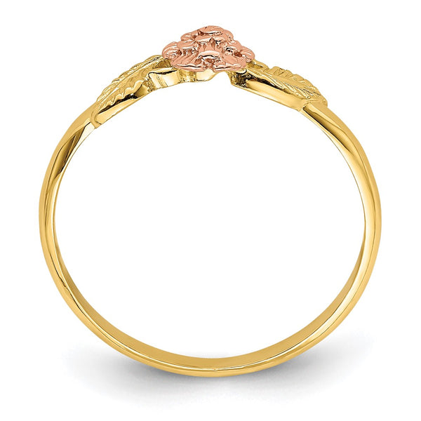 14K Two-Tone Diamond-Cut Leaf & Flower Ring